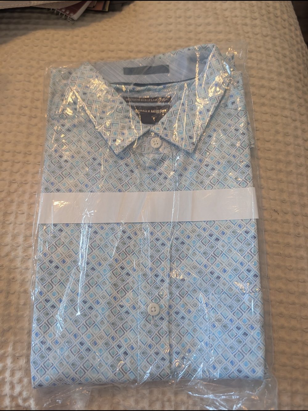 Johnston & Murphy Light Blue Geometric Dress Shirt